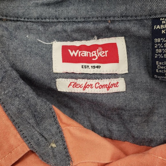 Wrangler Shirt‎ Mens XXL Orange Flex Western Workwear Cowboy Outdoors Casual - Picture 8 of 12